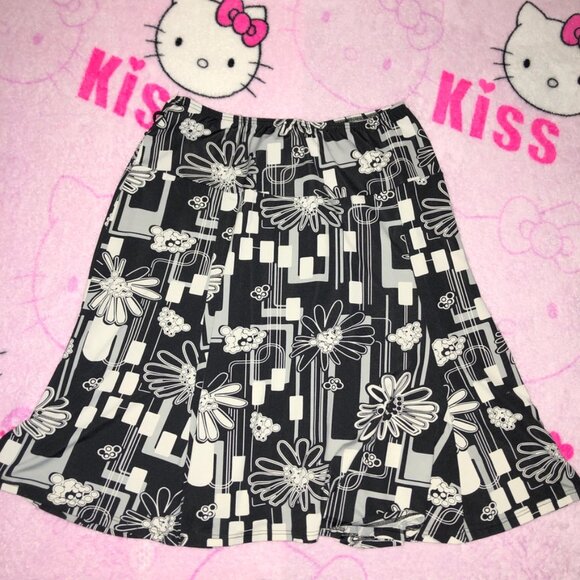 y2k 90s floral mod midi skirt - Picture 5 of 5